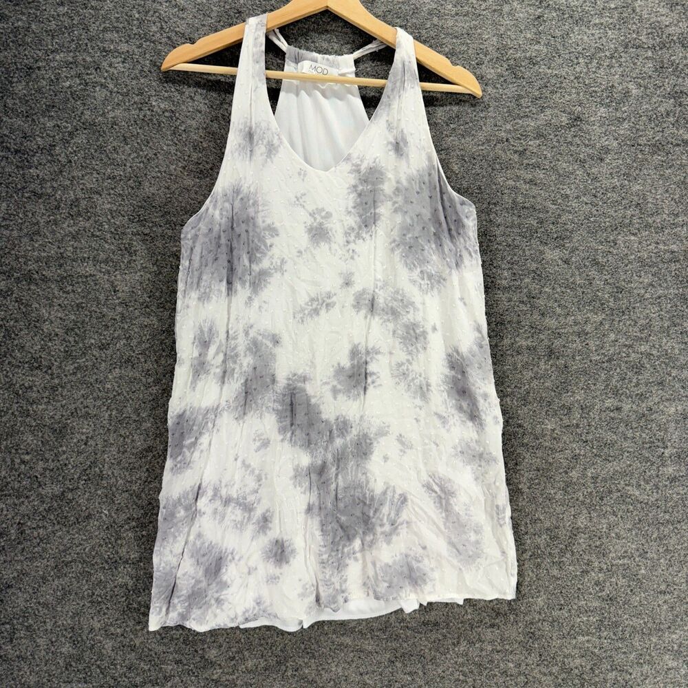 Mod On Trend Dress Women M Medium White Colorblock Mini Short V-Neck Lined